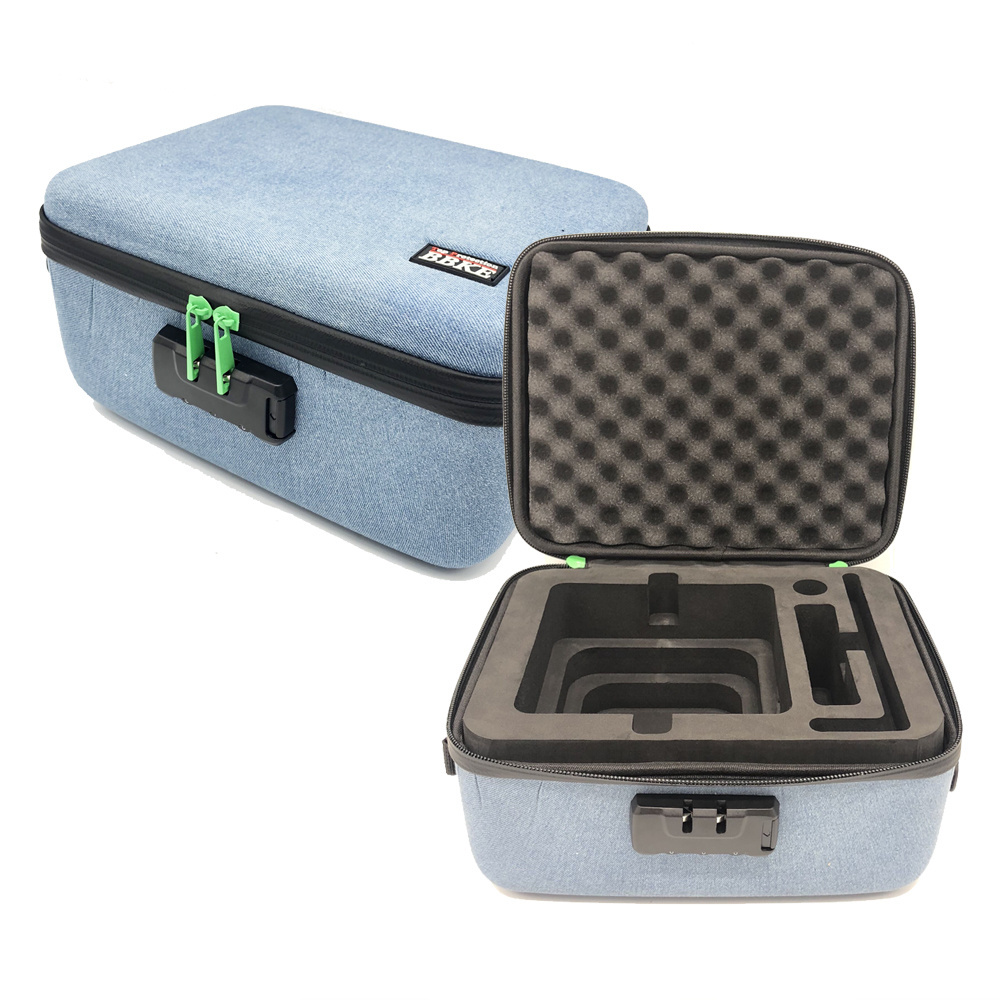 Shockproof Eva Foam Cases With Digits Lock And Waterproof Jeans Material Custom Foam Tool Case Eva Foam Case For Quad Drone