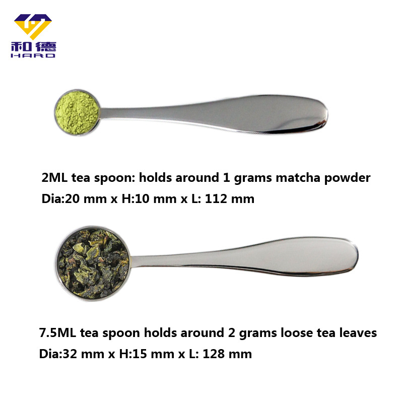 Customized logo hot sell 2ml  5ml 7.5ml 10ml 15ml stainless steel long handle bean scoop tea spoon set for home