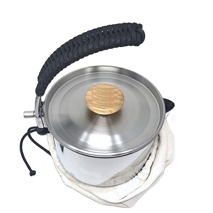 Outdoor Camping Kettle stainless steel  Tea Kettle with Carrying Bag Compact Lightweight Coffee Pot