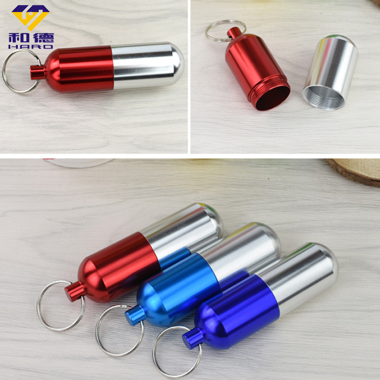 Factory  custom metal tube cases for ear plugs pills money with keychain ring