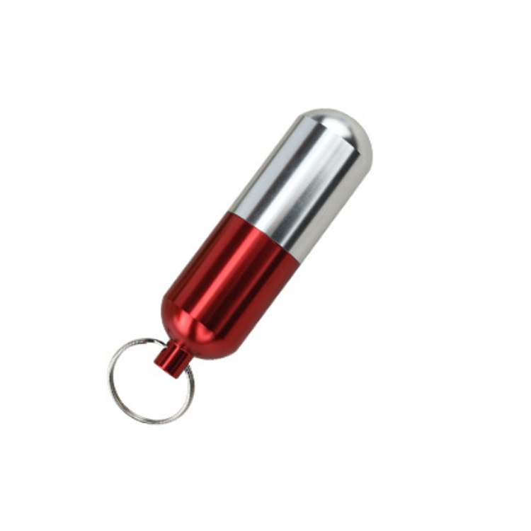 Factory  custom metal tube cases for ear plugs pills money with keychain ring