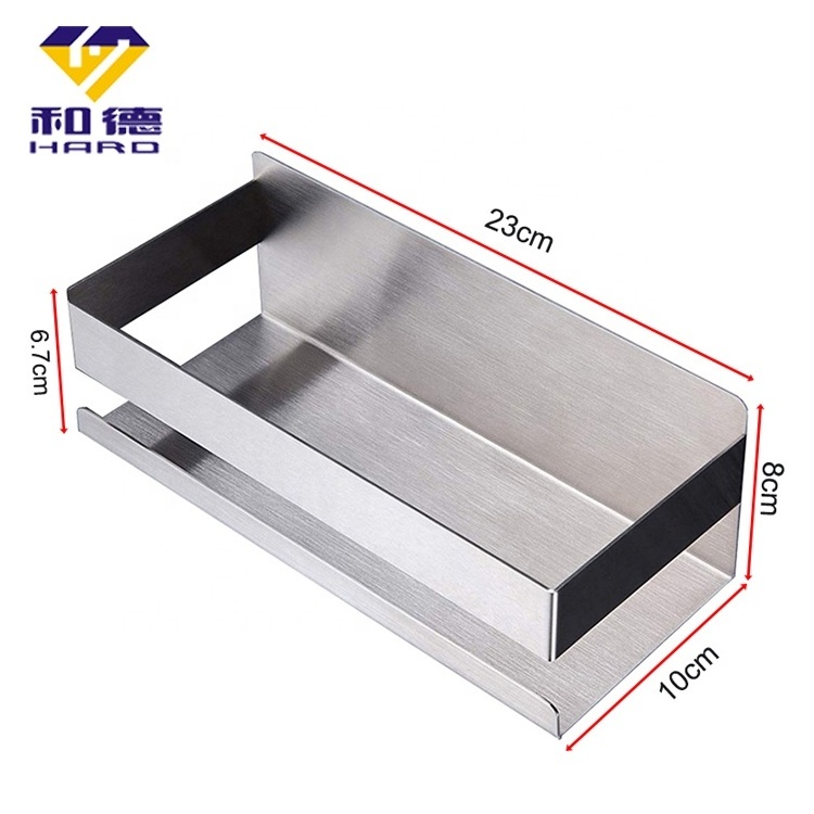 Customized Amazon Hot Sale Stainless Steel 304 bathroom storage shelves adhesive shelf rack