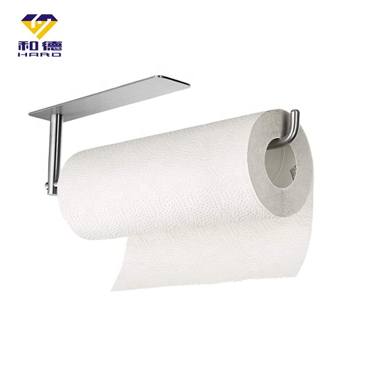 Stainless steel self adhesive toilet paper holder single pole hanging bath towel rack