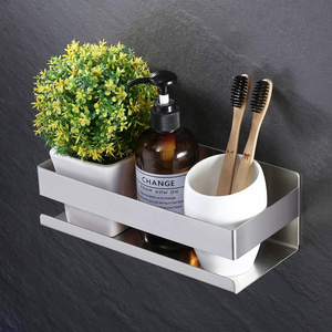 Rustproof 18/8 Stainless Steel Storage Organizer Bathroom Corner Shelf Adhesive Shower Caddy For Kitchen Bathroom Hotel Office