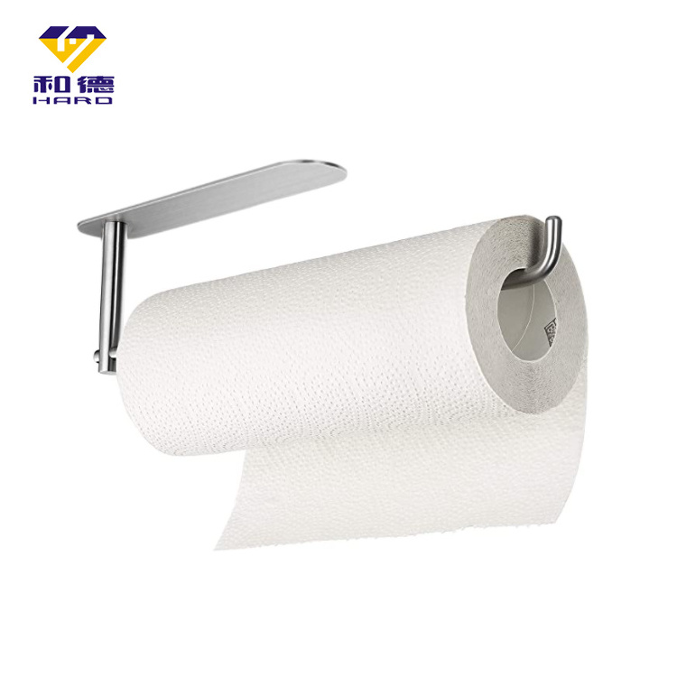 Stainless steel self adhesive toilet paper holder single pole hanging bath towel rack