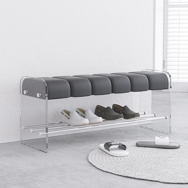 Custom made living room furniture storage metal acrylic shoe rack bench