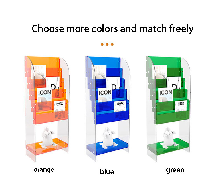 Any Color Acrylic Book and Newspaper Rack Magazine Storage Display Rack Children's Multi-Layer Transparent Bookshelf