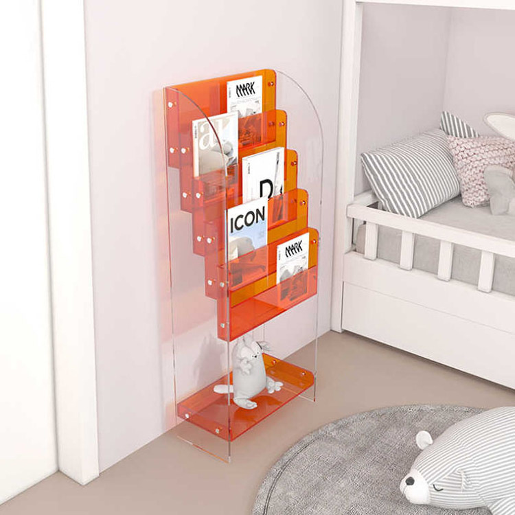 Any Color Acrylic Book and Newspaper Rack Magazine Storage Display Rack Children's Multi-Layer Transparent Bookshelf