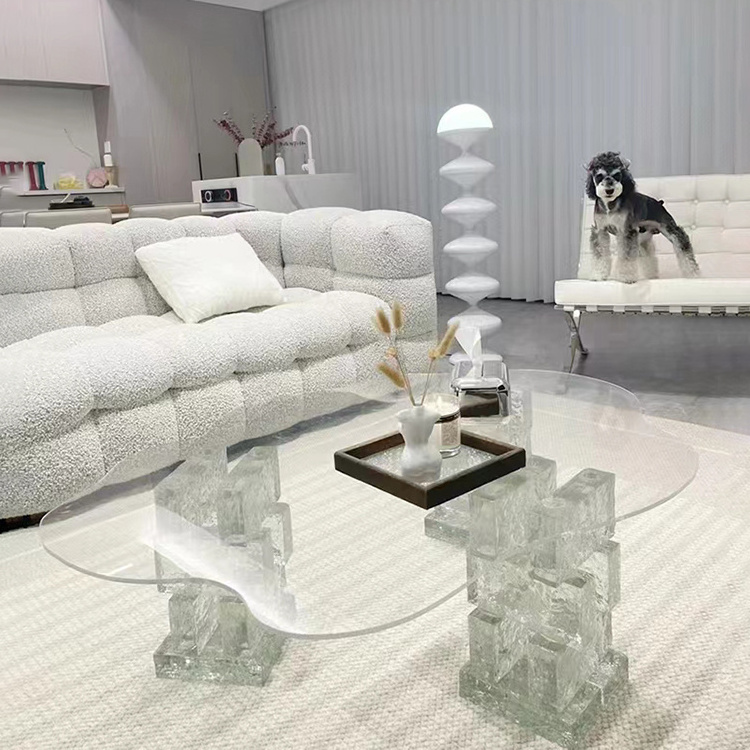 Custom transparent acrylic tea side tables home hotel living room bedroom luxury furniture clear cloud desk coffee table