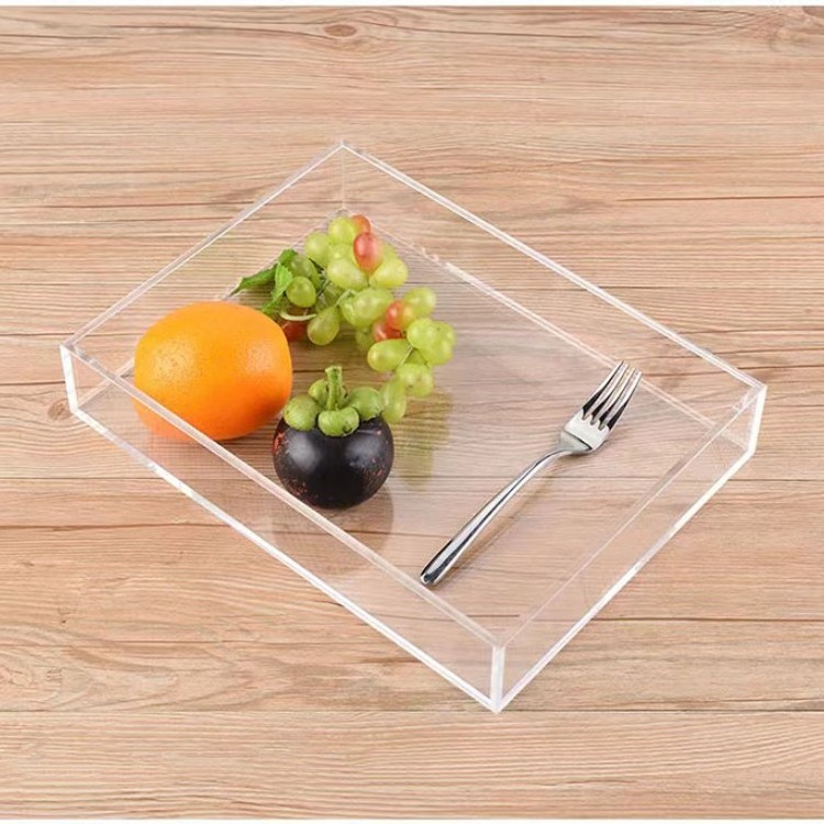 Clear acrylic serving tray paper tray with insert, lucite tray with handles