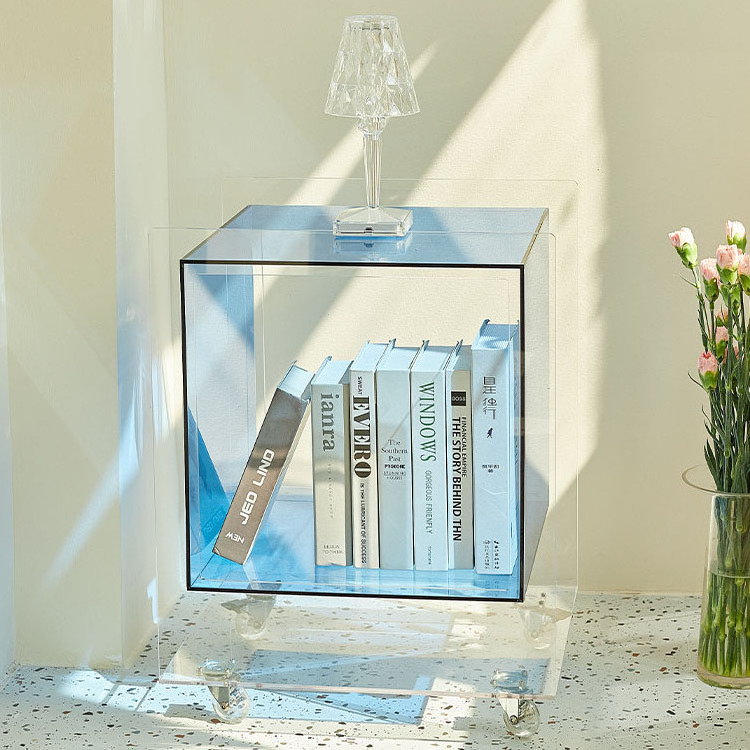 Custom Simple Magazine Rack Room Decoration Bedroom clear Acrylic Bedside Table nightstand