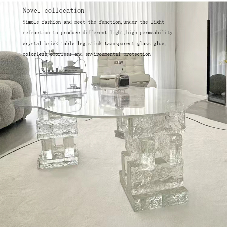 Custom transparent acrylic tea side tables home hotel living room bedroom luxury furniture clear cloud desk coffee table