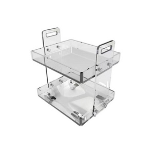 Original Clear Acrylic Side Table with Wheels rolling storage cart Bedside Tables Night Stand