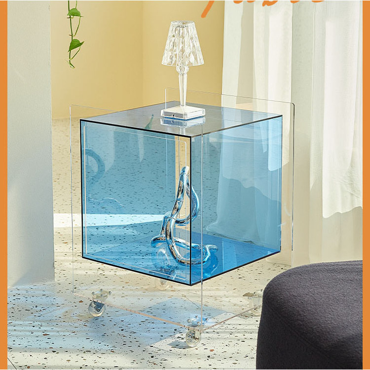 Custom Simple Magazine Rack Room Decoration Bedroom clear Acrylic Bedside Table nightstand