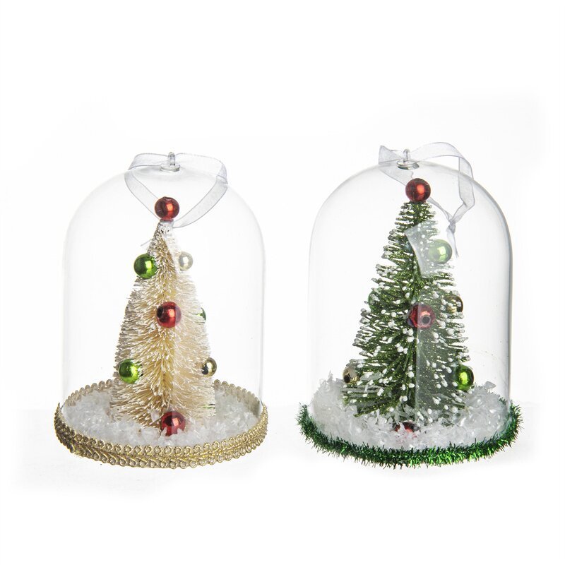 Hot Selling Artificial Decorative Christmas Tree Clear Transparent Display Glass Dome With Base For Decoration