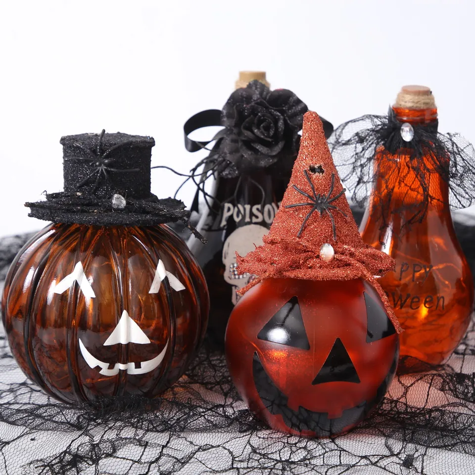 Home Decorative  Haunted House Custom Multiple Props Jack-o Lantern  Glass Pumpkin Halloween glass Outdoor Decoration