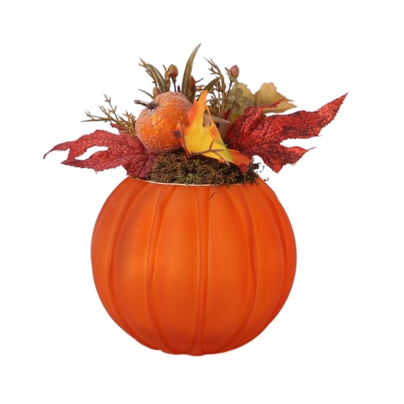 Portable Autumn Harvest Table Decoration With Led String Glass Pumpkin Lights