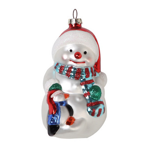 Wholesale Pendant Glass Christmas Tree Ornaments Santa Claus Hanging Christmas Snowman For Christmas Decoration Glass Figures