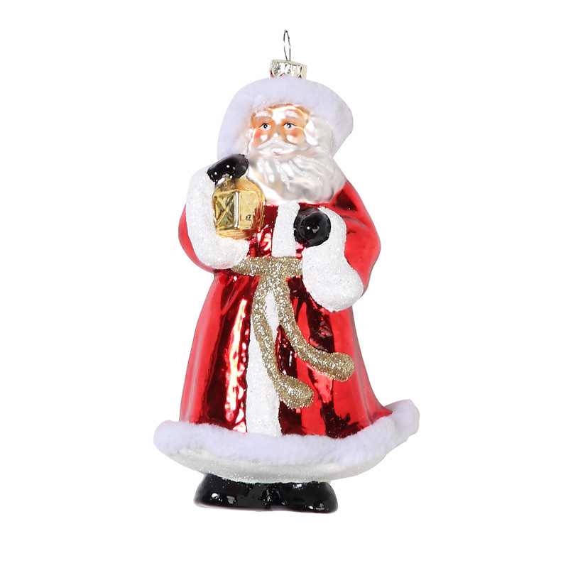 Wholesale Pendant Glass Christmas Tree Ornaments Santa Claus Hanging Christmas Snowman For Christmas Decoration Glass Figures