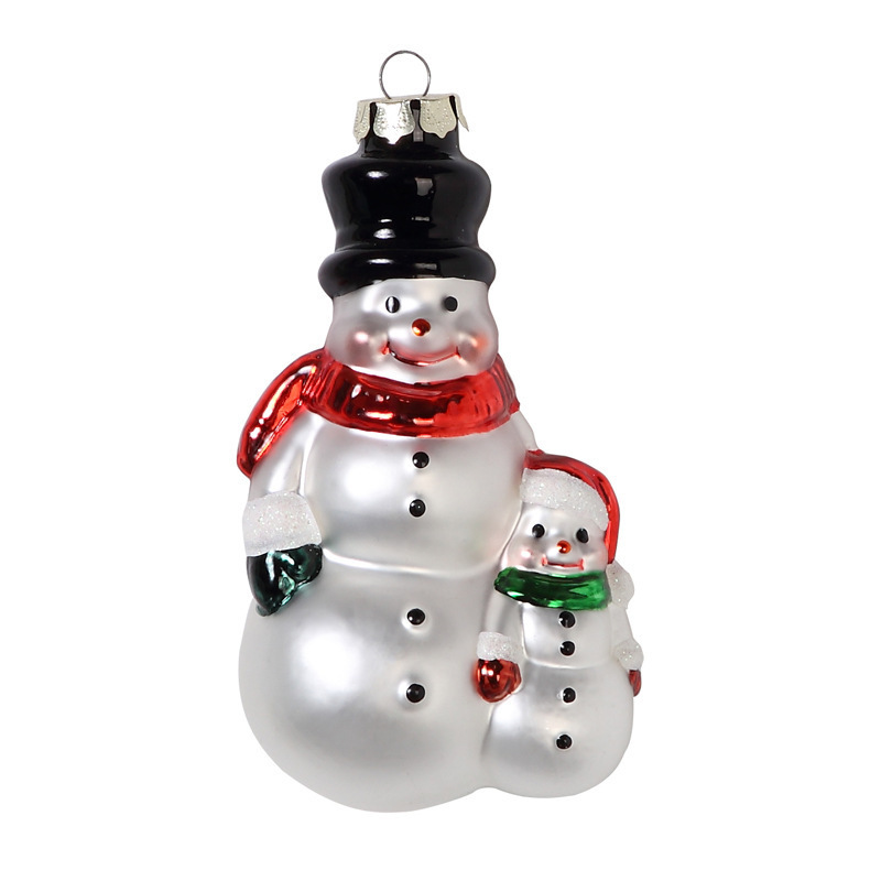 Wholesale Pendant Glass Christmas Tree Ornaments Santa Claus Hanging Christmas Snowman For Christmas Decoration Glass Figures