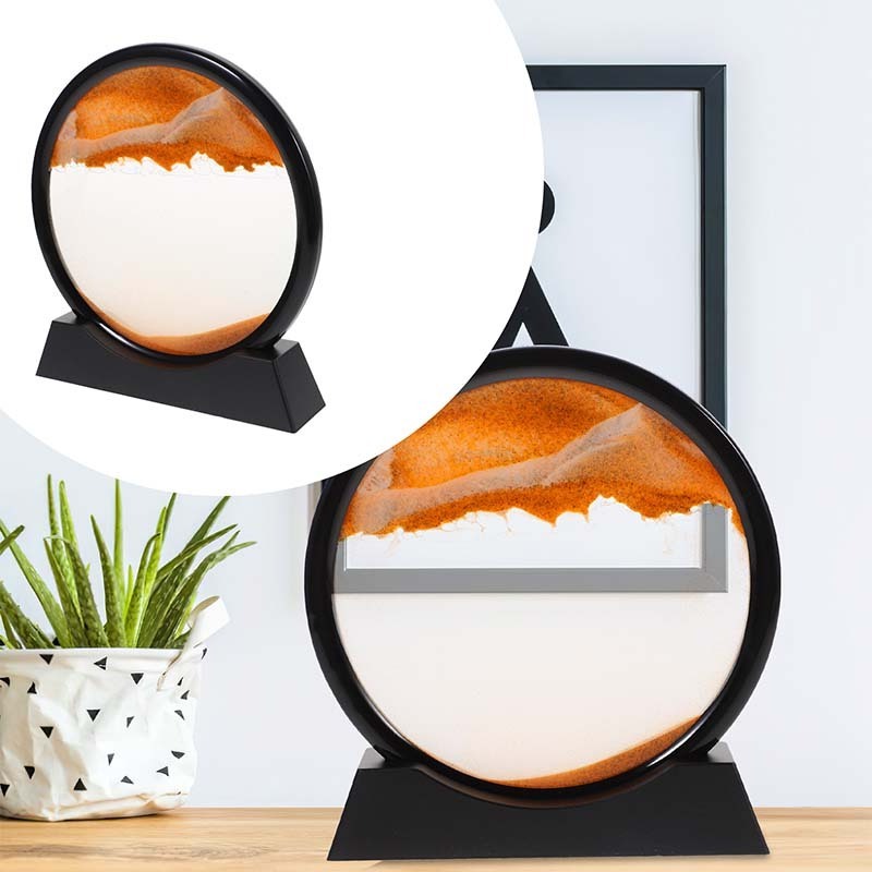 Creative 7/12inch 3D Moving Sand Art Painting Round Hourglass Desktop Living Room Sandglass Decorations Sand Timer