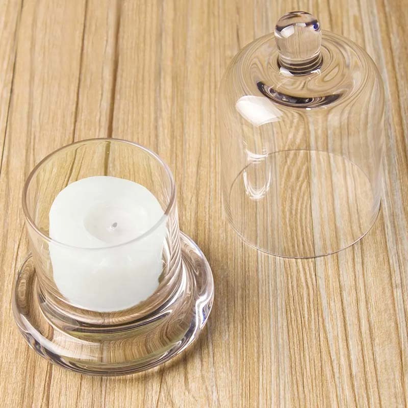 Factory Direct Sales Cloche Design Lid Transparent Empty Containers Luxury Scented Cup Jars Glass For Candles