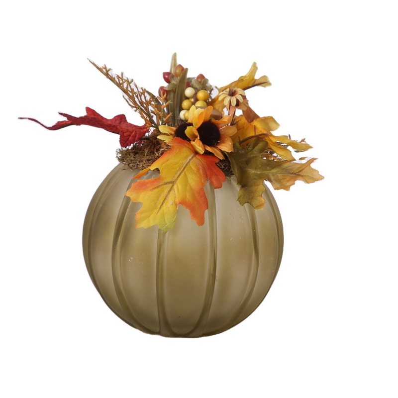 Portable Autumn Harvest Table Decoration With Led String Glass Pumpkin Lights