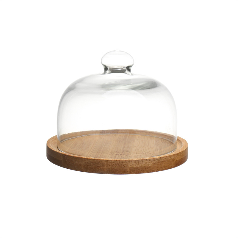 New Product Glass Round Cake Dome Cover Food Plate Cake Stand With glass dome lid display For for Home Decoration