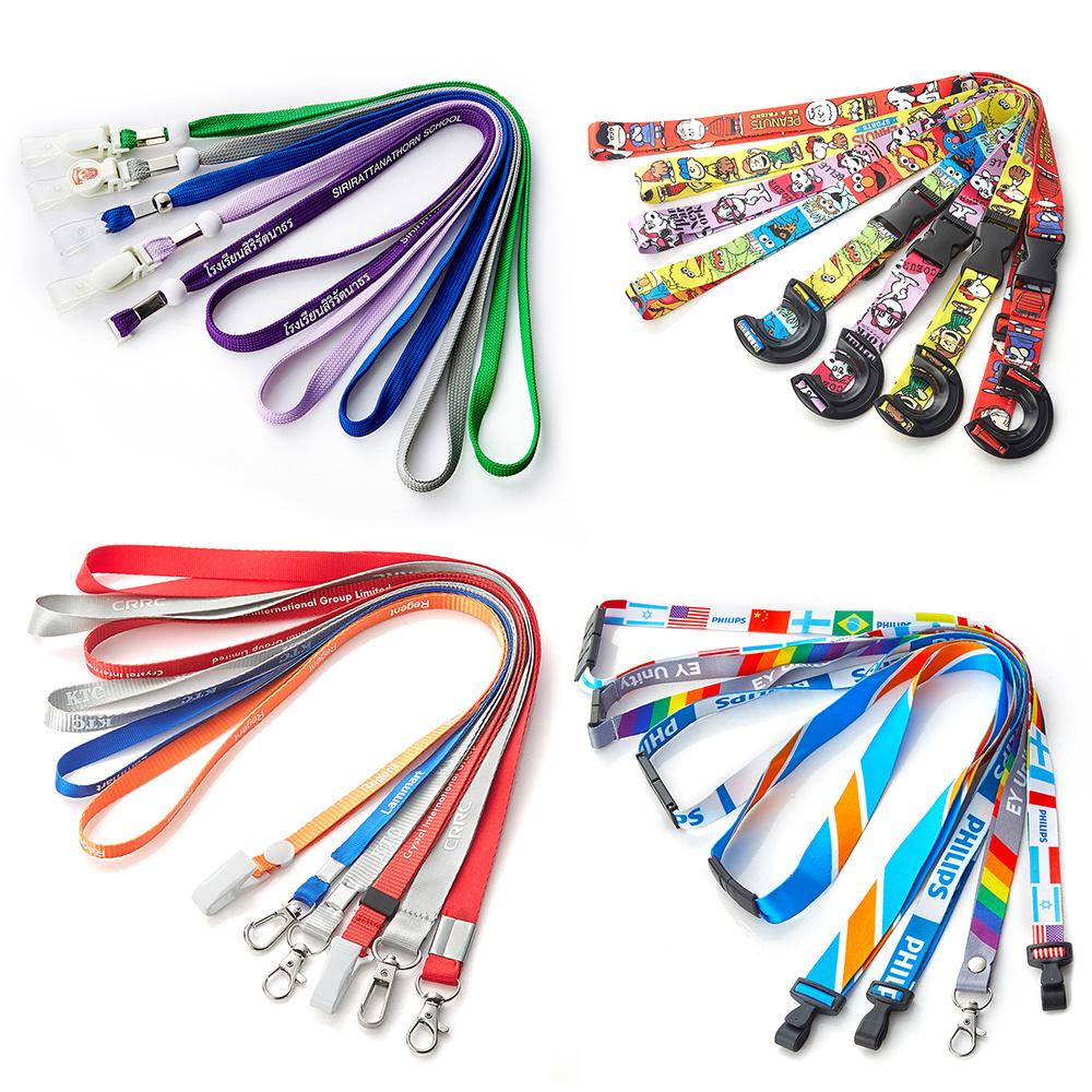 wholesale cheap customized lanyard keychain  polyester nylon id strap