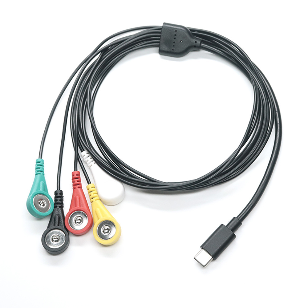 Manufacturer OEM Cable Assembly 4.0mm colorful button snap to 2.0 Female electrode Cable din ekg emg eeg lead Wire