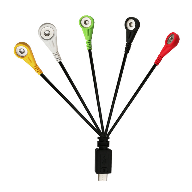 Manufacturer OEM Cable Assembly 4.0mm colorful button snap to 2.0 Female electrode Cable din ekg emg eeg lead Wire