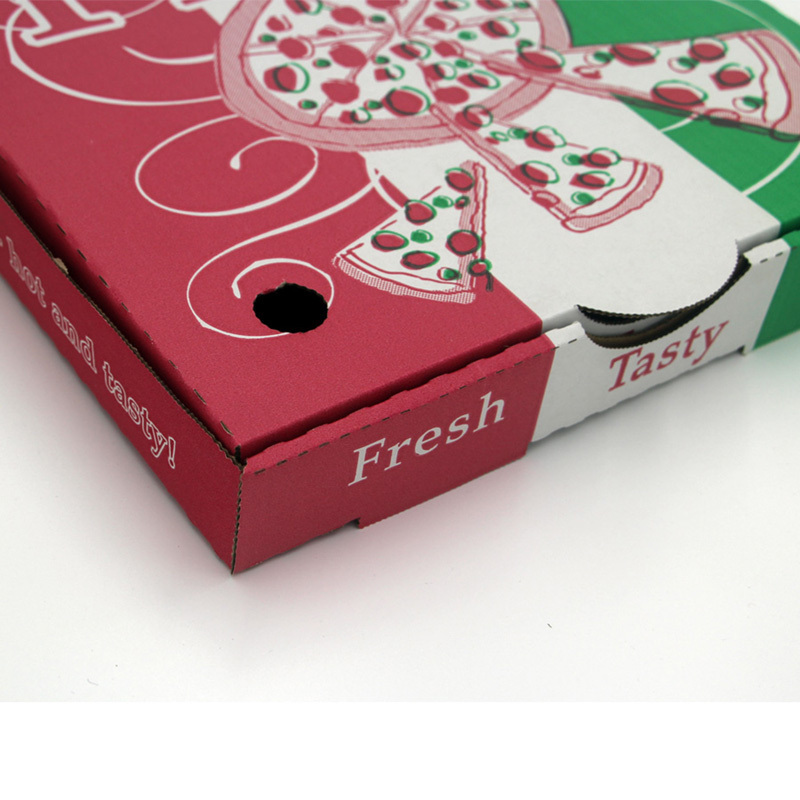 Food Grade Flute Corrugated Custom Printed Size Caja Para Pizza Design Cardboard black slice Carton price corrugated Pizza Box