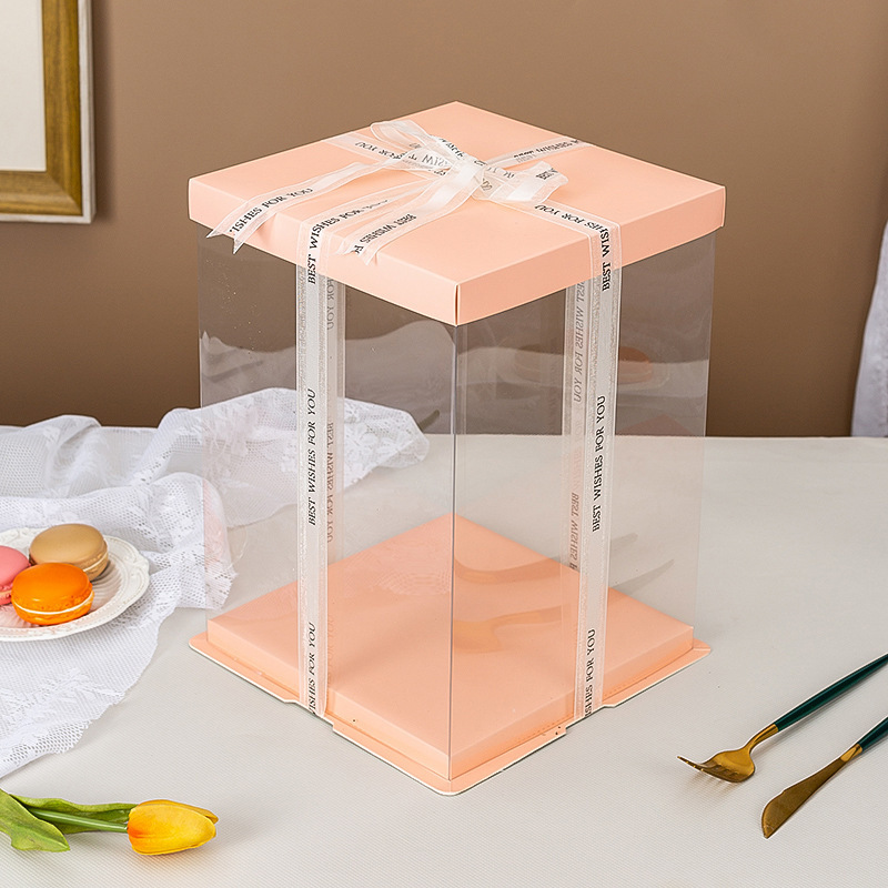 12X12X4 6X6X2 10 Inch Transparent Cup  Tall White Clear Gable Cake And Cupcakes Gift Box With Window