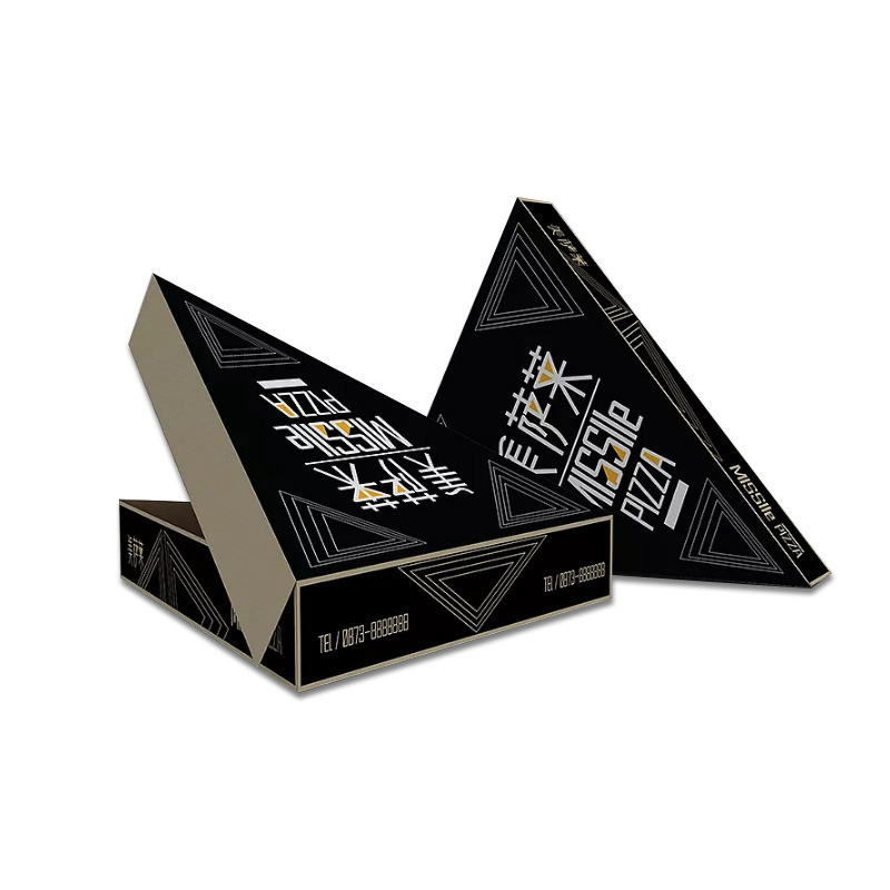 Coloured B-flute Cardboard Pizza Triangle Packing Carton to go Box Large Size with Window Slice with Print