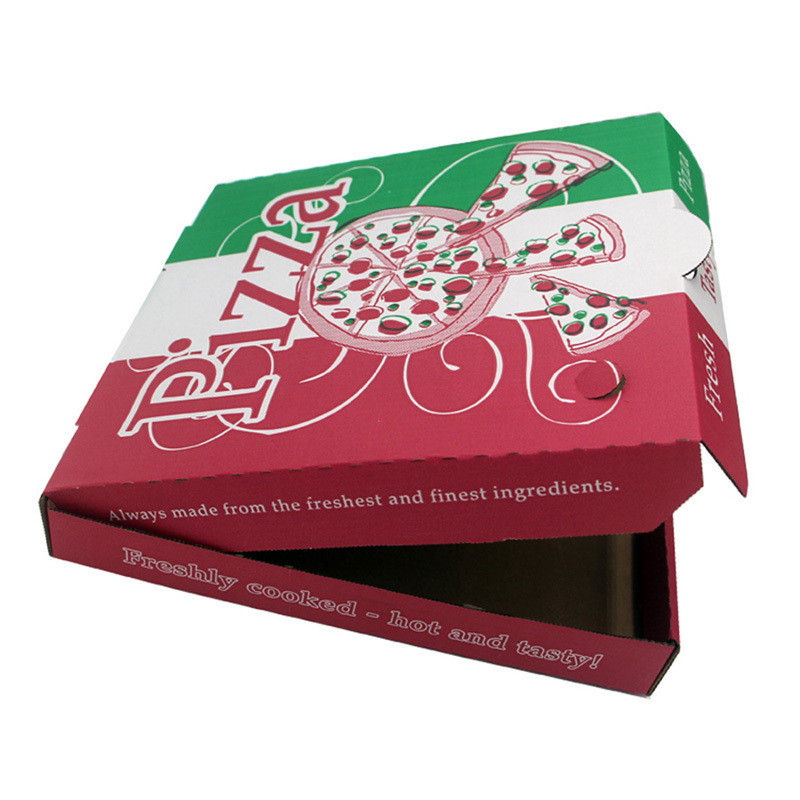 Food Grade Flute Corrugated Custom Printed Size Caja Para Pizza Design Cardboard black slice Carton price corrugated Pizza Box