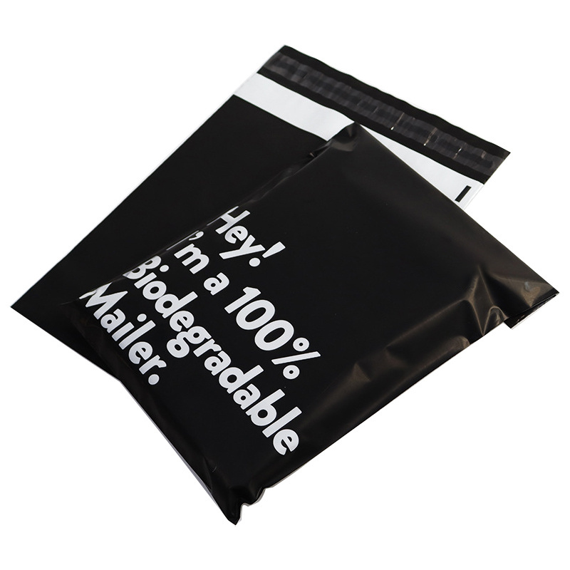 custom logo printed express Biodegradable black courier bags clothes shipping package envelope compostable mailer bag