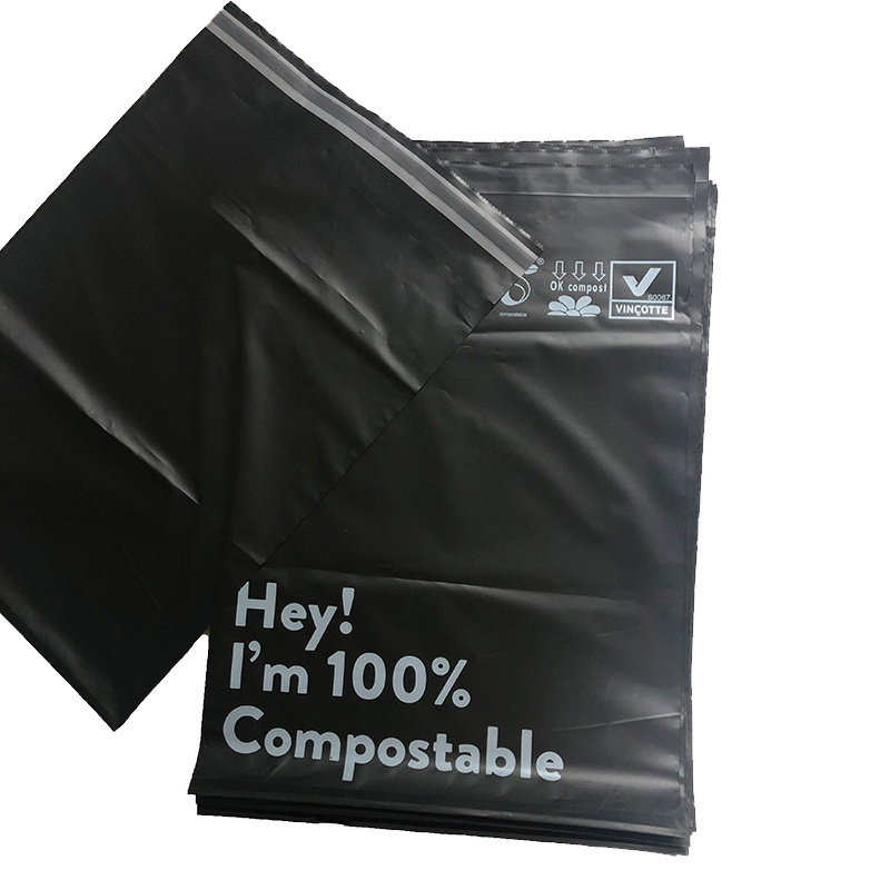 custom logo printed express Biodegradable black courier bags clothes shipping package envelope compostable mailer bag