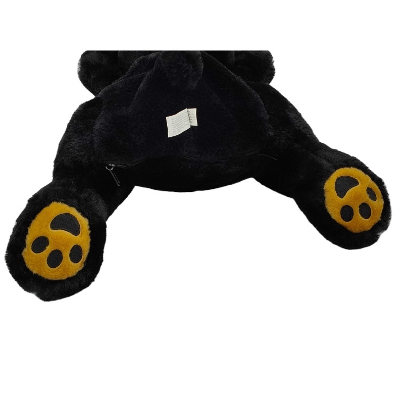 Hot Sale Stuffed Animal Toys Oem Big Huge Squeezable Stuffed Plush Toy Stuffed Animals Plush Toys Black Bear Zipper