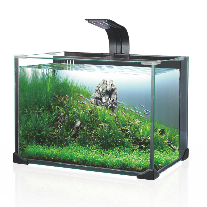 Heto Small Desktop Aquarium Kit Fish Tank with LED Lighting ,water pump, Filter goods Included for Home,office,commercial