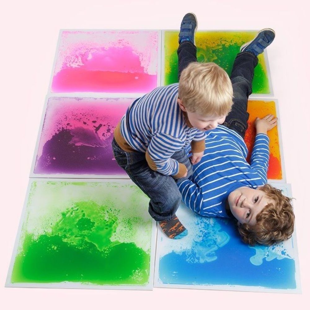 New Design Kids playroom dynamic Vinyl 3d liquid tiles gel filled Magic color changing sensory floor for children