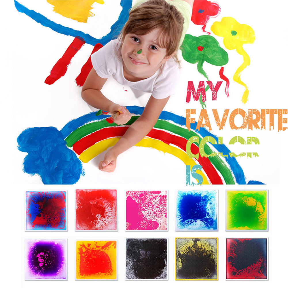 Custom Made Kids Tactile Sensory Floor Color Gel Filled PVC Carpet Children Room Dynamic Liquid Floor Tile