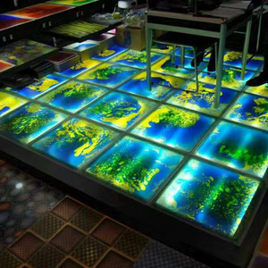 RGB Bright Colors Light Up Fluid Flow Interactive Tiles Liquid Sensory Flooring Gel Encased Kids Dance Illuminated Led Floor