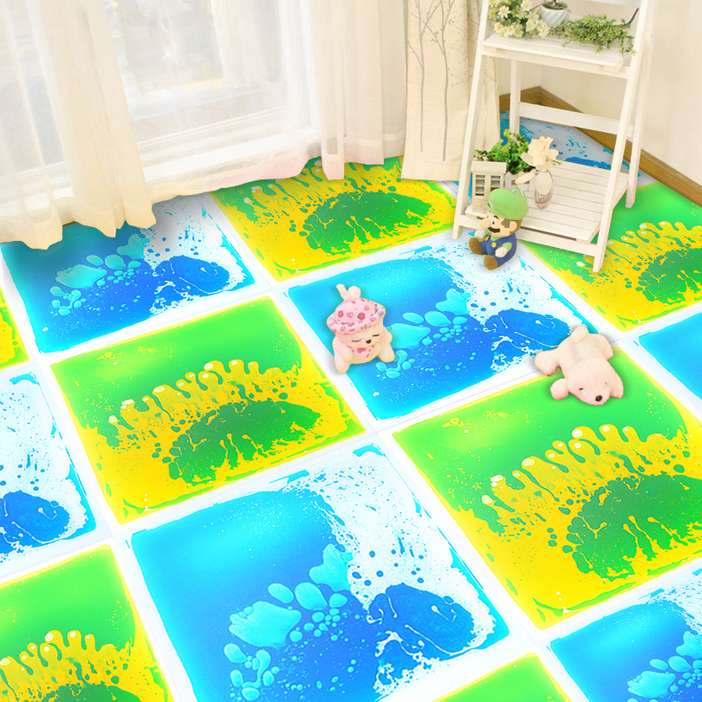 Pressure Sensitive Liquid Sensory Tactile Mat Kids Sensory Room Nontoxic Gel Encased Vinyl Self Adhesive Carpet Tiles