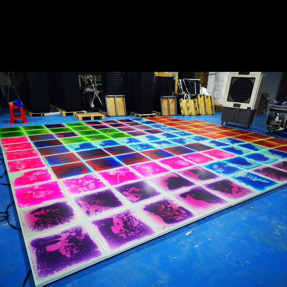 RGB Bright Colors Light Up Pressure Sensitive Interactive Tiles Liquid Sensory Flooring Gel Encased Kids led 3d dance floor