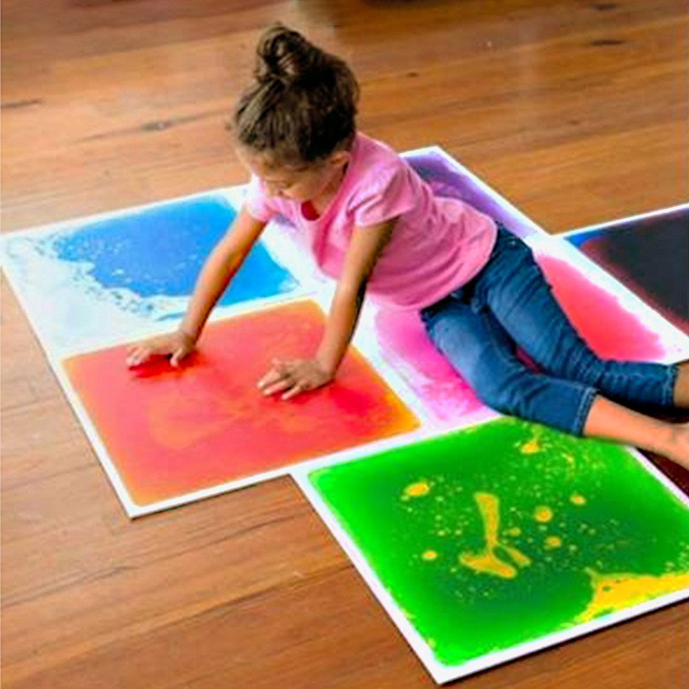 Pressure Sensitive Liquid Sensory Tactile Mat Kids Sensory Room Nontoxic Gel Encased Vinyl Self Adhesive Carpet Tiles