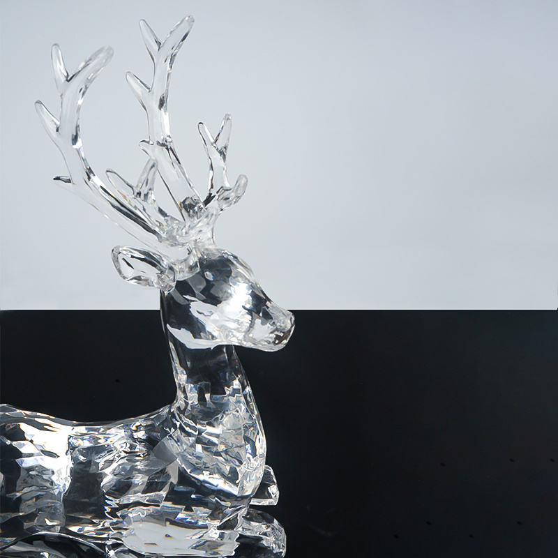 Acrylic Reindeer & Elk Sculptures Carving Christmas Decorations for Home Office Desk Holiday Gifts