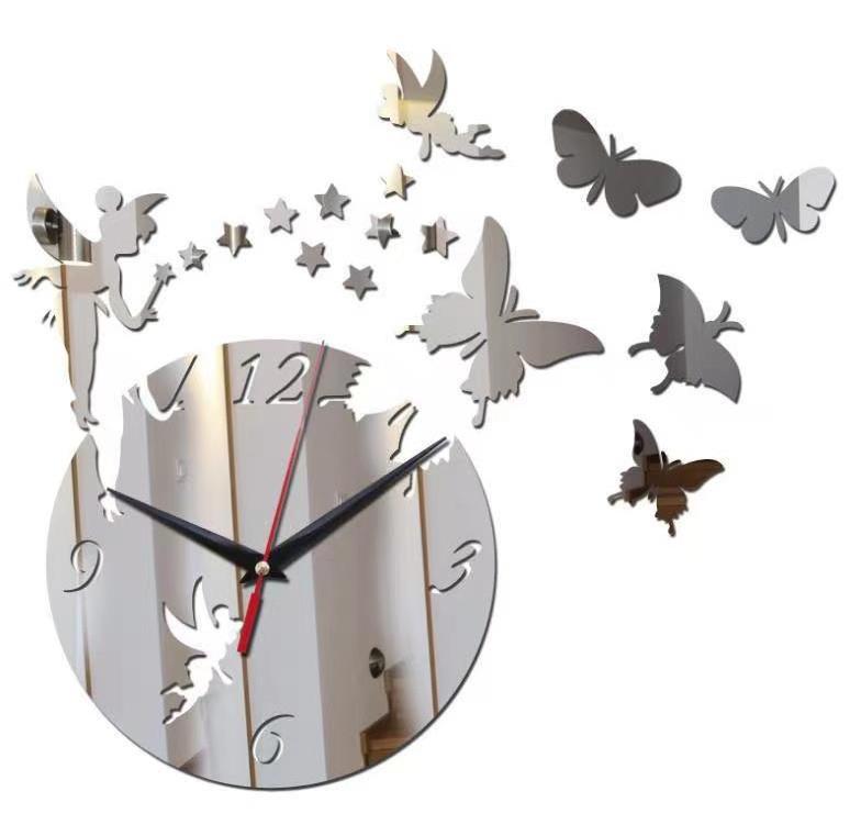 Luxury 3D DIY Butterfly Acrylic Wall Clock Home Decorations for Living Room Quartz Simulation with Mirror and Clock Features