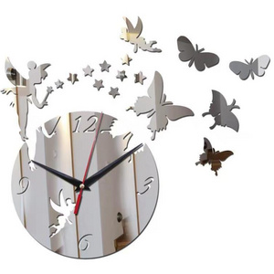 Luxury 3D DIY Butterfly Acrylic Wall Clock Home Decorations for Living Room Quartz Simulation with Mirror and Clock Features