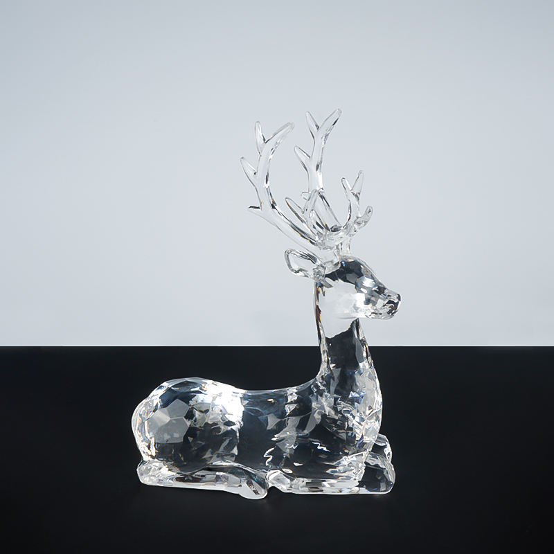 Hot Selling Crystal Crafts Glass Deer Figurines With Antler Beautiful Home Decoration Gifts