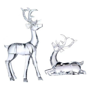 Acrylic Reindeer Statue Christmas Home Decoration Resin Elk Sculpture Artful Christmas Gift Idea